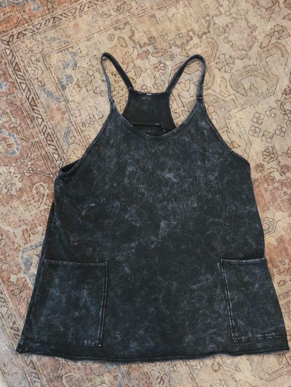 Free People Black Acid-Wash Tank Dress